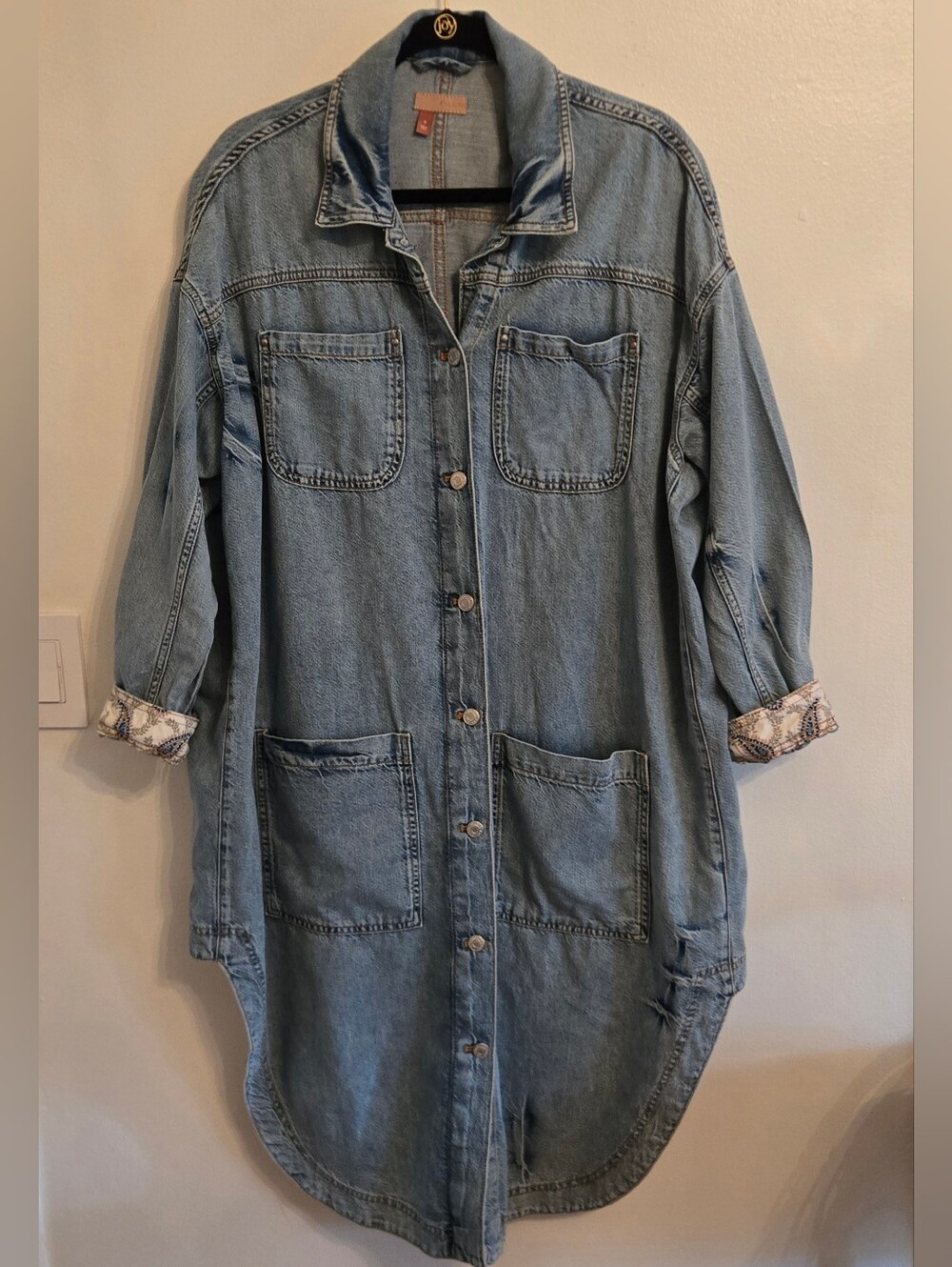 Anthropologie Pilcro Long Denim Oversized Duster Long Jacket - Picture 4 of 13